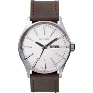 NIXON THE SENTRY LEATHER (A105 1113) - Silver / Brown