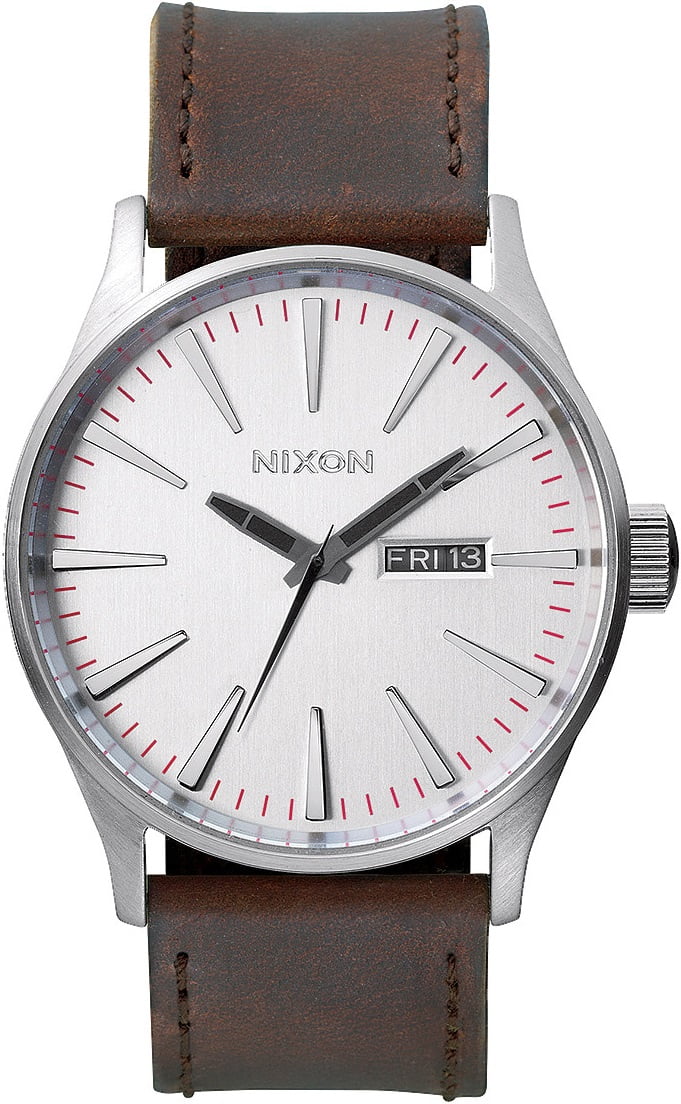 NIXON THE SENTRY LEATHER (A105 1113) - Silver / Brown