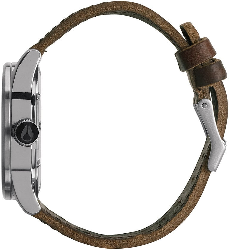 NIXON THE SENTRY LEATHER (A105 1113) - Silver / Brown