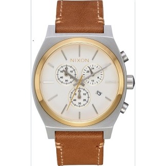 NIXON THE TIME TELLER CHRONO LEATHER (A1164 2548) - Gold / Cream / Tan