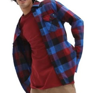 camisa vans box flannel pemgranate nautil blue gz9y 00