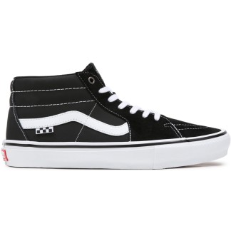 VANS ZAPATILLAS SKATE GROSSO MID BLACK WHITE EMO LEATHER LATERAL