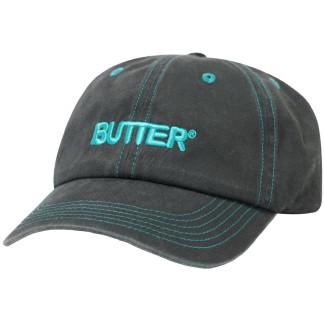 BUTTER GOODS GORRA ROUNDED LOGO 6 PANEL BLACK FRONT