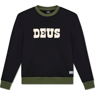DEUS EX MACHINA DE CUELLO REDONDO PICKLOCK CREW BLACK FRONT