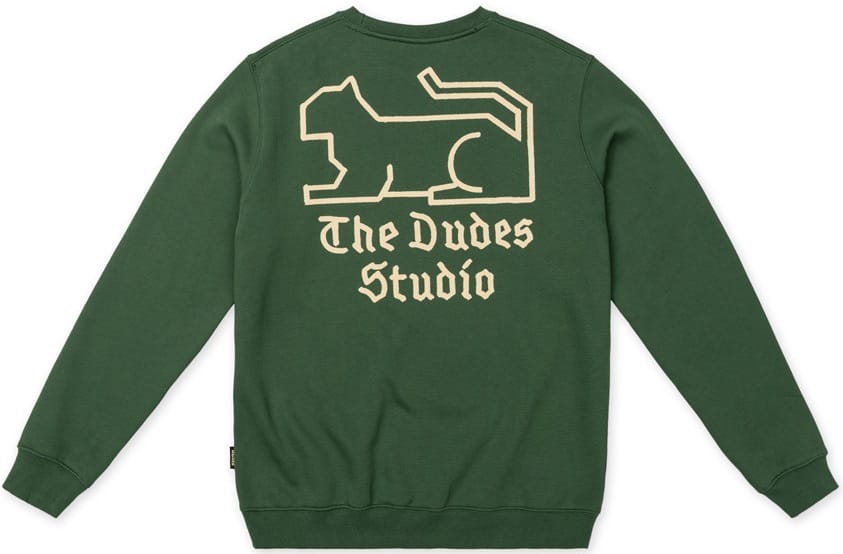 THE DUDES SUDADERA SIN CAPUCHA STUDIO CREW BOTTLE GREEN BACK