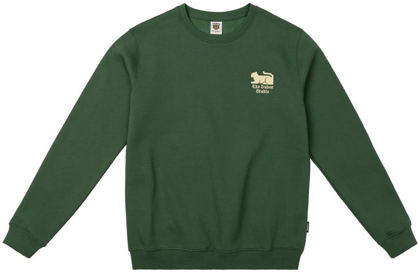 THE DUDES SUDADERA SIN CAPUCHA STUDIO CREW BOTTLE GREEN FRONT