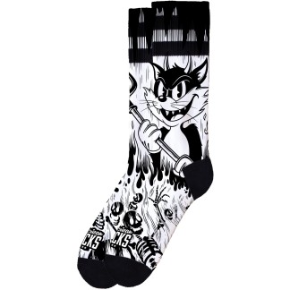 AMERICAN SOCKS CALCETINES EVIL CAT MID HIGH LATERAL