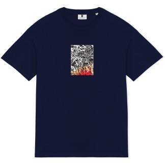 POETIC COLLECTIVE CAMISETA MANGA CORTA BURNING SKULL NAVY FRONT