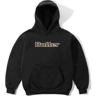 BUTTER GOODS SUDADERA DE CAPUCHA LOGO APPLIQUE PULLOVER HOOD BLACK FRONT
