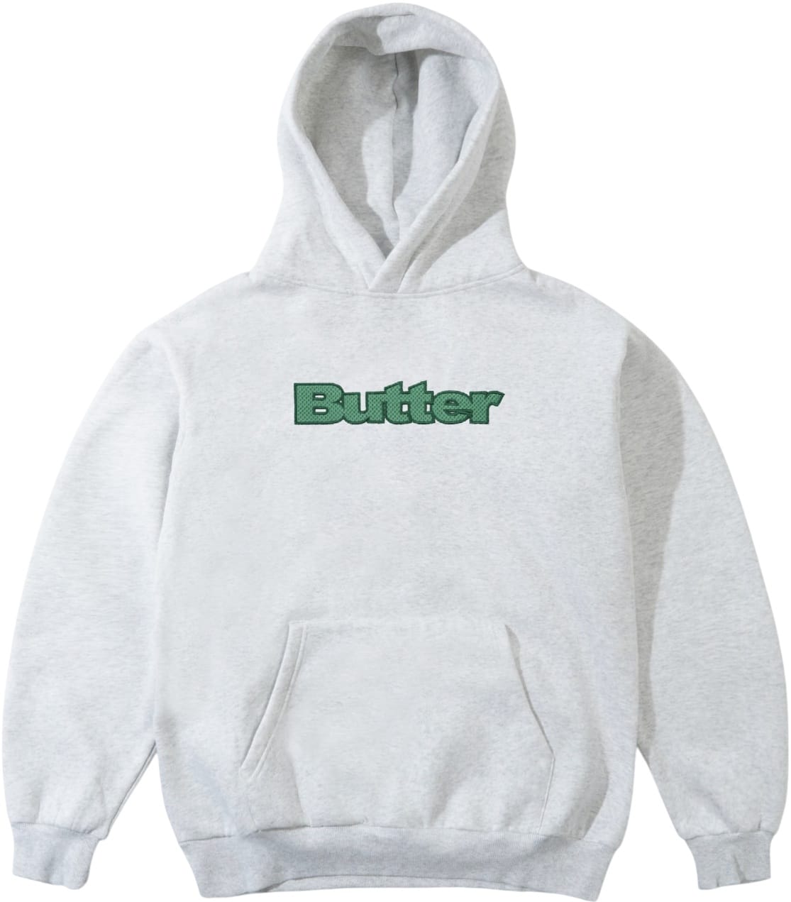 BUTTER GOODS SUDADERA DE CAPUCHA TEXTURED LOGO PULLOVER HOODIE ASH FRONT