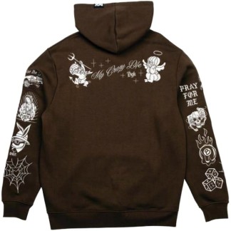 DGK SUDADERA DE CAPUCHA CRAZY LIFE HOODED FLEECE BROWN BACK
