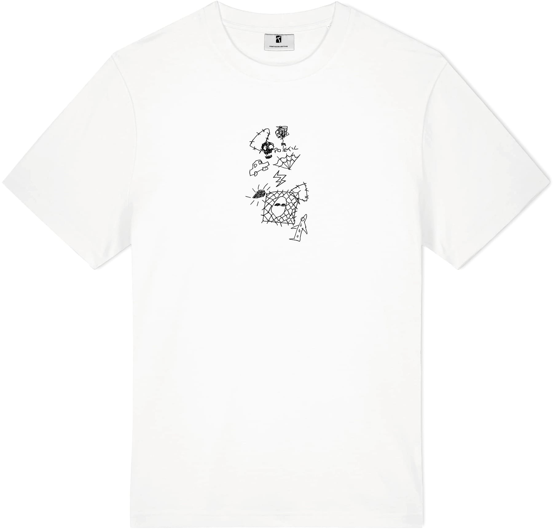 POETIC COLLECTIVE CAMISETA DE MANGA CORTA DOODLE SKETCH WHITE FRONT