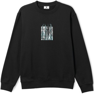 POETIC COLLECTIVE SUDADERA DE CUELLO REDONDO BLUE STRIPES CREWNECK BLACK FRONT