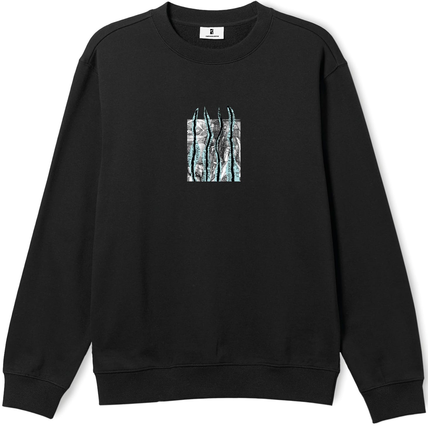 POETIC COLLECTIVE SUDADERA DE CUELLO REDONDO BLUE STRIPES CREWNECK BLACK FRONT