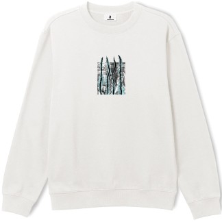 POETIC COLLECTIVE SUDADERA DE CUELLO REDONDO BLUE STRIPES CREWNECK IVORY FRONT