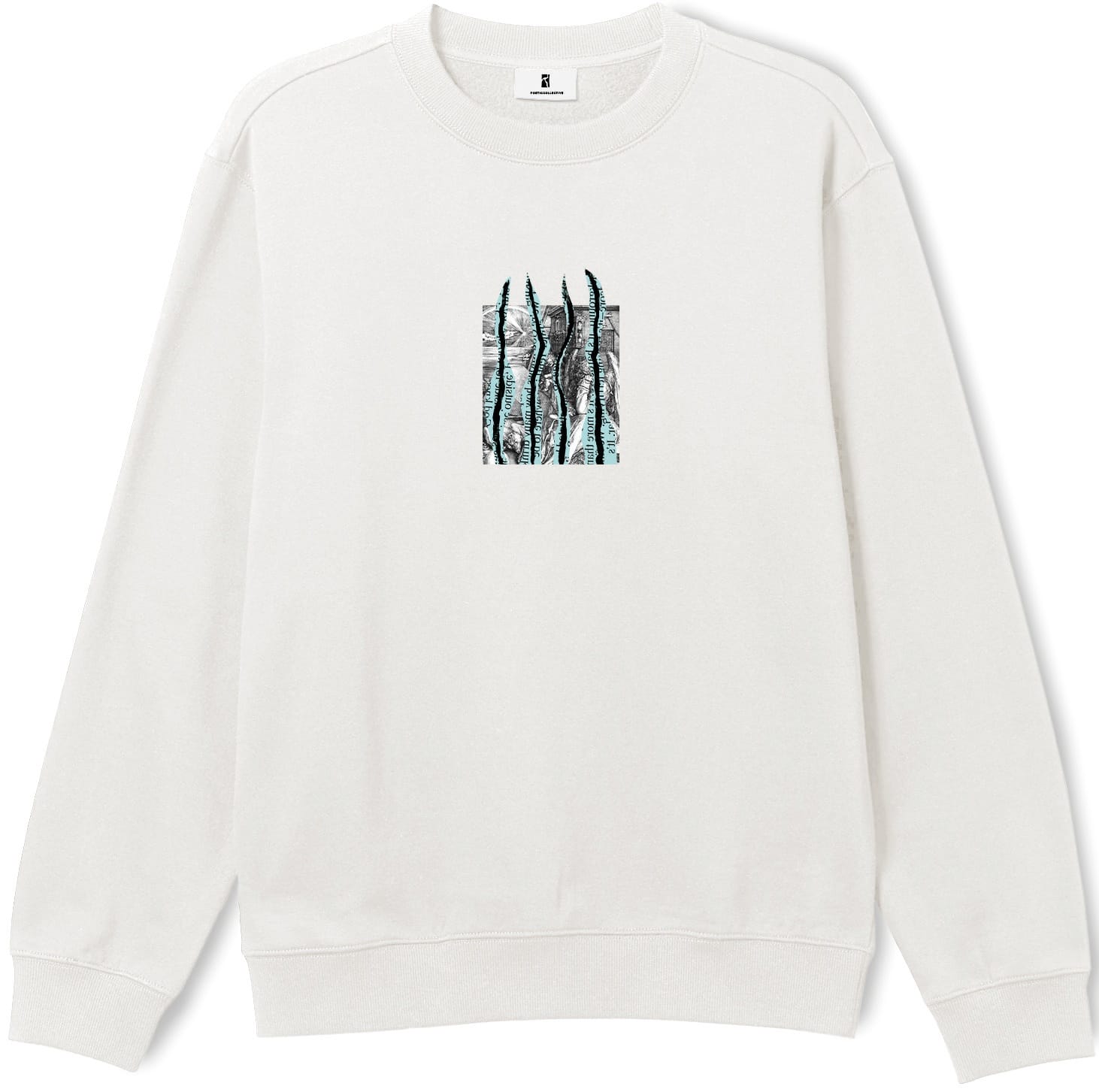 POETIC COLLECTIVE SUDADERA DE CUELLO REDONDO BLUE STRIPES CREWNECK IVORY FRONT