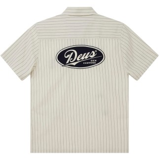 DEUS EX MACHINA CAMISA MANGA CORTA FORECOURT STRIPE SHIRT DIRTY WHITE BACK