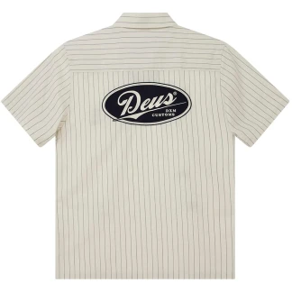 DEUS EX MACHINA CAMISA MANGA CORTA FORECOURT STRIPE SHIRT DIRTY WHITE BACK