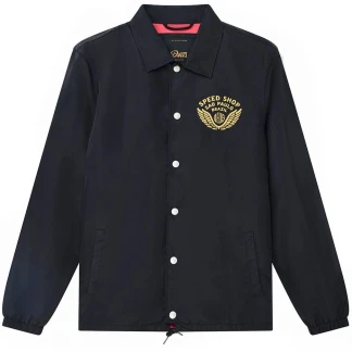 DEUS EX MACHINA CHAQUETA MUNIFICENCE NYLON COACH BLACK FRONT