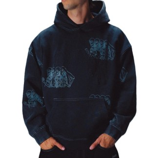 JACKET SUDADERA DE CAPUCHA SKELETON HOODIE DYED BLACK FRONT