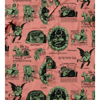 THE DUDES CAMISA MANGA CORTA BEELZEBUD PINK GREEN DETALLE