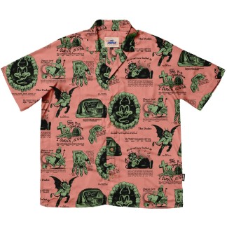 THE DUDES CAMISA MANGA CORTA BEELZEBUD PINK GREEN HAWAIIAN MULTICOLOR FRONT