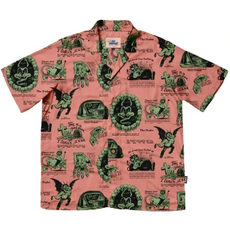 THE DUDES CAMISA MANGA CORTA BEELZEBUD PINK GREEN HAWAIIAN MULTICOLOR FRONT