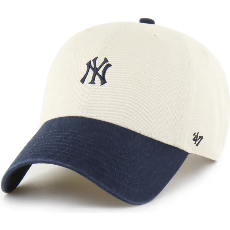 gorra-curva-beige-y-azul-marino-ajustable-clean-up-base-runner-sure-shot-two-tone-de-new-york-yankees-mlb-de-47-brand-01