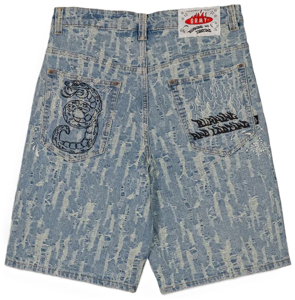 GRIMEY BERMUDA TEJANA DROPPIN SCIENCE JAQUARD WASHED LIGHT BLUE BACK