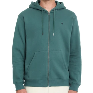 VOLCOM SUDADERA CAPUCHA SINGLE STONE ZIP RIFLE GREEN FRONT A4812605