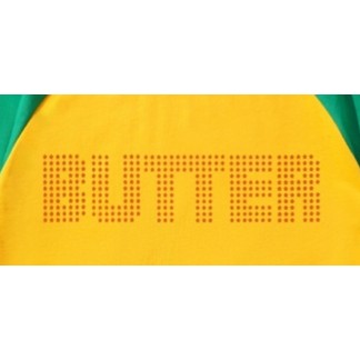 BUTTER GOODS CAMISETA MANGA CORTA STARS RAGLAN GREEN GOLD DETALLE