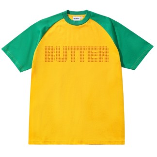 BUTTER GOODS CAMISETA MANGA CORTA STARS RAGLAN GREEN GOLD FRONT