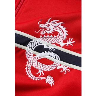 BUTTER GOODS CHAQUETA DRAGON TRICOT RED DETALLE