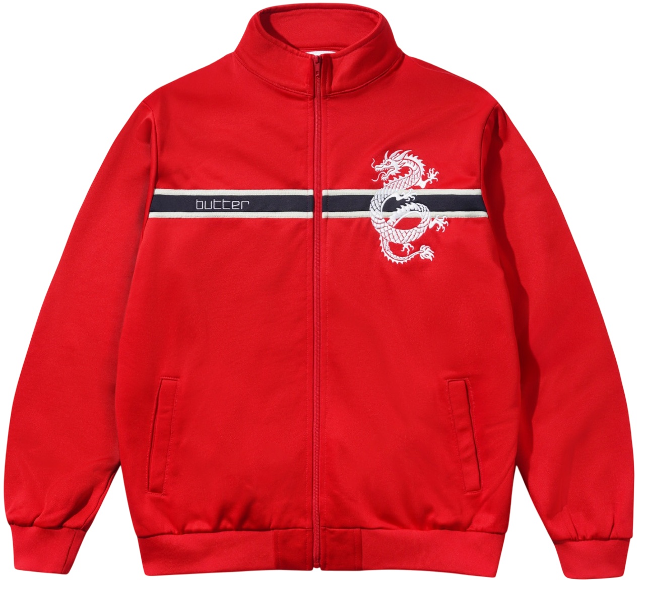 BUTTER GOODS CHAQUETA DRAGON TRICOT RED FRONT