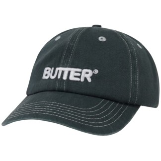 BUTTER GOODS GORRA ROUNDED LOGO 6 PANEL CAP WASHED BLACK LATERAL