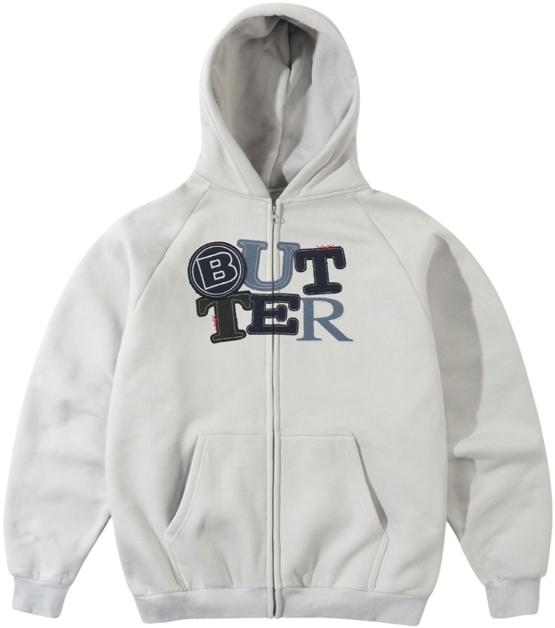 BUTTER GOODS SUDADERA DE CAPUCHA PATCHWORK ZIP THRU HOOD CEMENT FRONT