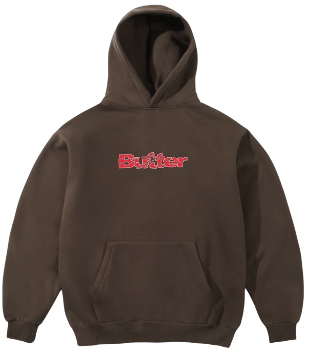 BUTTER GOODS SUDADERA DE CAPUCHA SMASHED LOGO PULLOVER HOOD BROWN FRONT