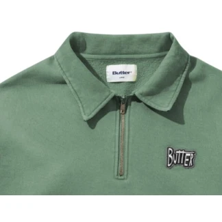 BUTTER GOODS SUDADERA SKETCH QUARTER ZIP SWEATER SAGE DETALLE