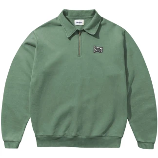 BUTTER GOODS SUDADERA SKETCH QUARTER ZIP SWEATER SAGE FRONT
