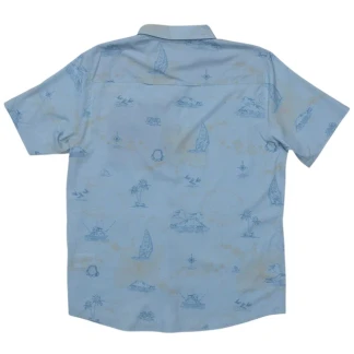 SALTY CREW CAMISA MANGA CORTA FLAGSHIP UV BUTTON CLEAR SKY BACK