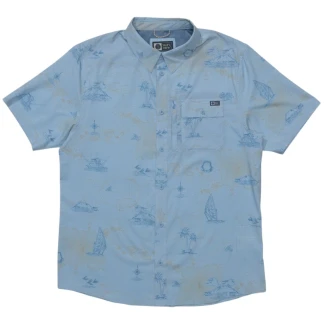 SALTY CREW CAMISA MANGA CORTA FLAGSHIP UV BUTTON UP CLEAR SKY FRONT