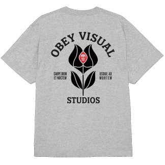 OBEY CAMISETA MANGA CORTA OBEY VISUAL STUDIOS FLOWER HEATHER GREY BACK