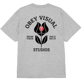 OBEY CAMISETA MANGA CORTA OBEY VISUAL STUDIOS FLOWER HEATHER GREY BACK