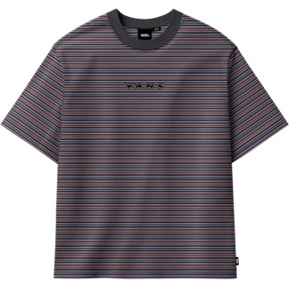 VANS CAMISETA CAMERON STRIPE GARGOYLE WHITE BLACK FRONT