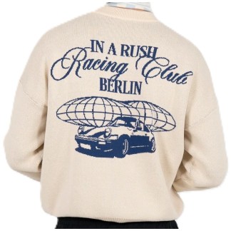 PROHIBITED JERSEY VORTEX KNIT SWEATER CREAM BACK