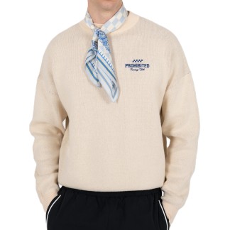PROHIBITED JERSEY VORTEX KNIT SWEATER CREAM FRONT