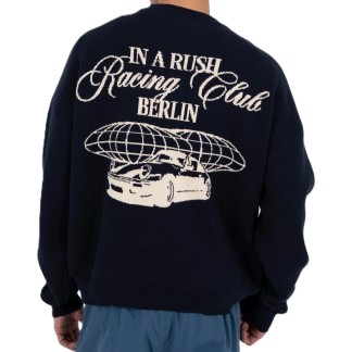 PROHIBITED JERSEY VORTEX KNIT SWEATER NAVY BACK