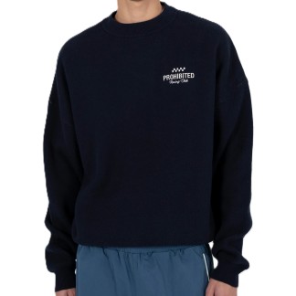 PROHIBITED JERSEY VORTEX KNIT SWEATER NAVY FRONT