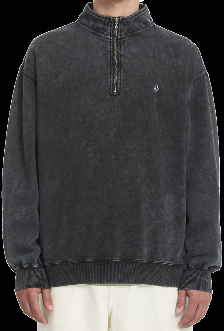 VOLCOM SUDADERA CUARTO CREMALLERA SIN CAPUCHA SINGLE STONE QUARTER ZIP LIGHT ACID BLACK FRONT