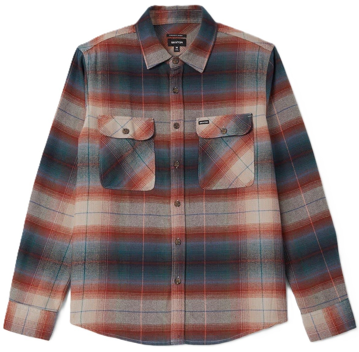 BRIXTON CAMISA MANGA LARGA BOWERY FLANNEL MULTI SHADOW FRONT